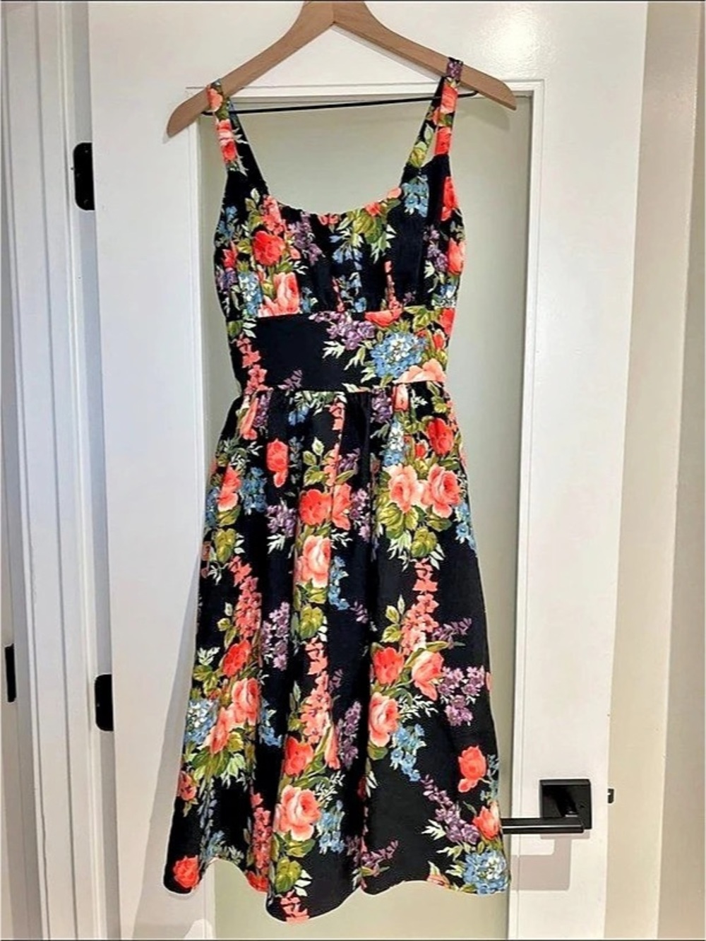 Vixen by Micheline Pitt Ingenue XS Floral Midi Dress in Black & Pink new with ta